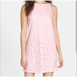 BB Dakota Savannah Blush Pink Floral Lace Sleeveless Shift Women's Dress Size 6